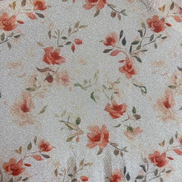 Lulus Floral Puff Sleeve Lace Up Back Midi Dress Womens M Ivory Cottagecore - Picture 11 of 16